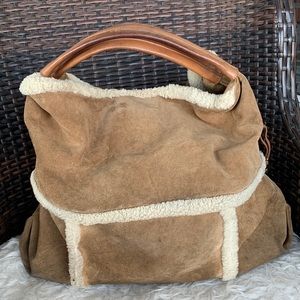 UGG Australia HoBo Suede Fur Shoulder Extra Large Bag